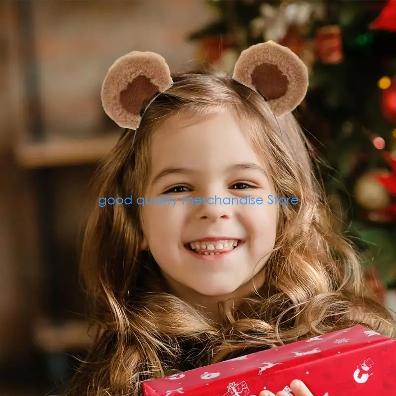 

Y5JD Нежный детский тканевый ободок для волос с медвежьими ушками, безопасный для нежной кожи головы