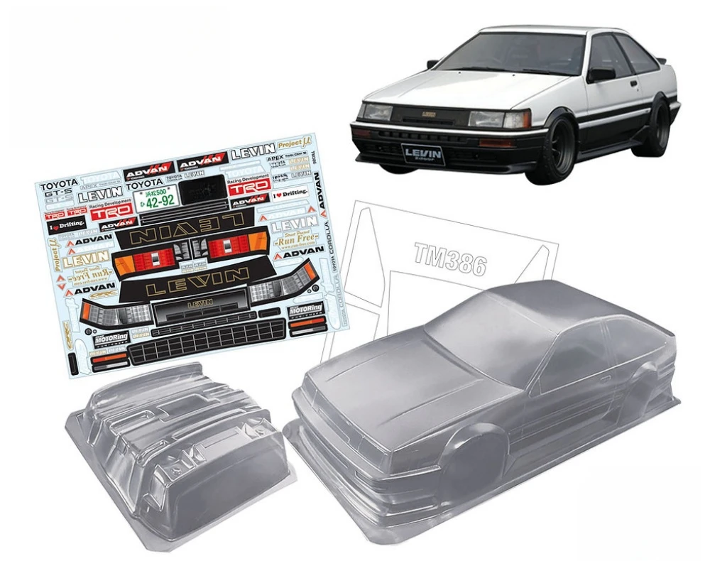 

Масштаб 1/10 Mini AE86 Прозрачный Lexan Body W/Rear Wing + Light Buckle подходит для 1 10 Mini Chassis 225 мм Wheelbase Tamiya M03 Carten Lotus