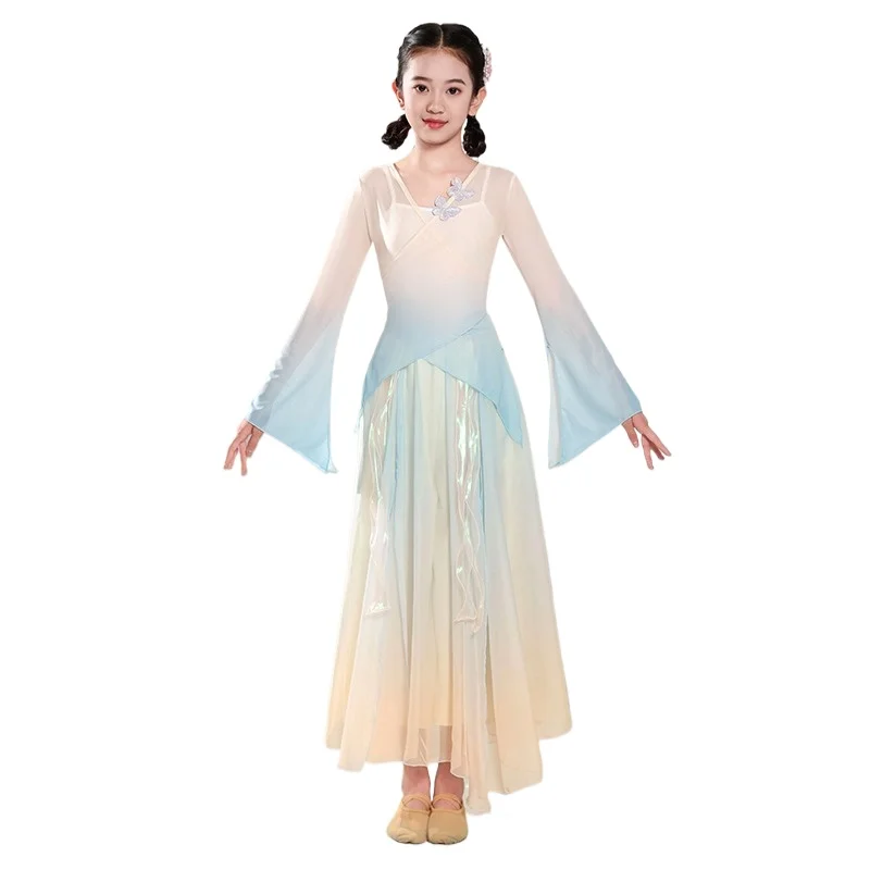 Trajes de dança clássica das crianças elegantes roupas de gaze estilo chinês trajes de dança meninas roupas de prática trajes de dança chinesa