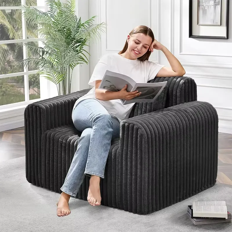 Simple Corduroy Extendable Square Single-person Vacuum Compression Sponge Sofa Bed for Apartment/Villa Use