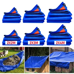 Thick Waterproof Tarps 2x2/3/4M Heavy Duty Blue Tarps All Purpose Tarp Multi Purpose Tarp Cover for Camping Boat Roof RV Car