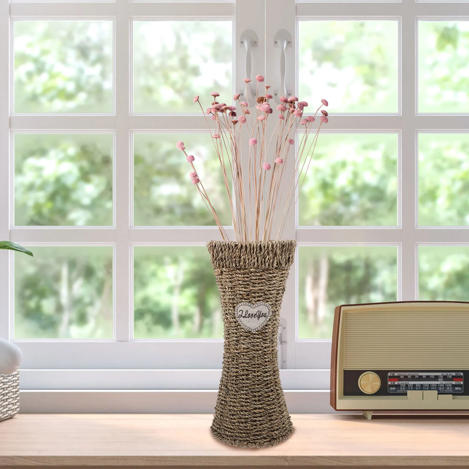 

1pc Seagrass Woven Flower Vase Handmade Straw Flower Vases Home Decor Boho Style Natural Materials Long Lasting