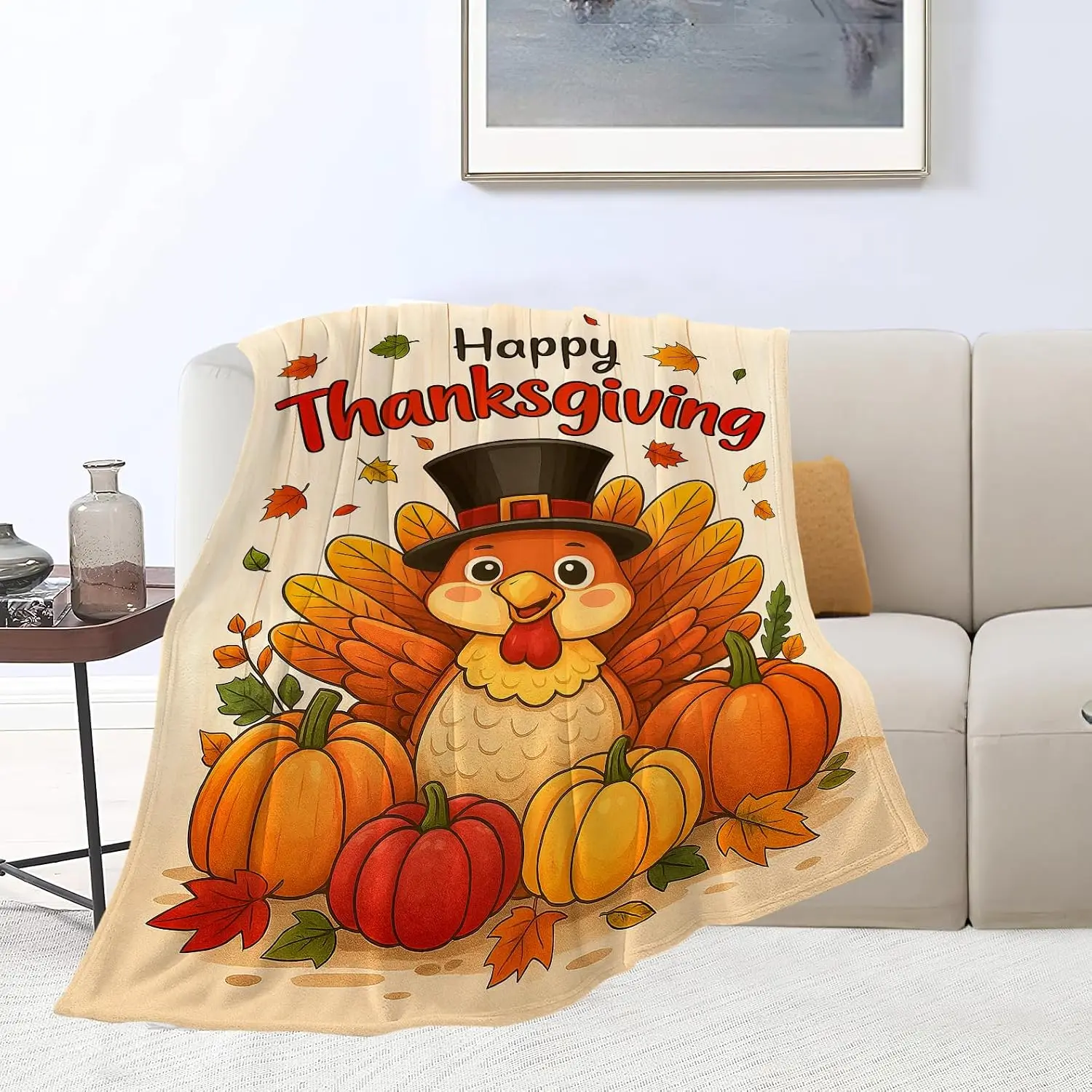 Thanksgiving Turkey Blanket Super Soft Warm Fluffy Fleece Flannel Throw Blanket Cozy Fuzzy Plush Stuff Bedding Blankets Gifts for Women Kids Boys Girls Adults 50