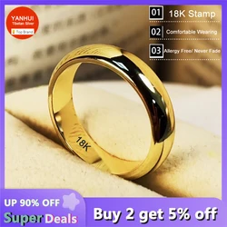 Banda de boda eterna redonda de oro de 18K nunca se decolora, accesorios de moda, joyería clásica para amantes, 4mm