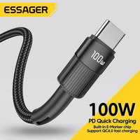 2M Long Essager 100W USB Type C To USB C Cable USB-C PD Fast Charging Charger Wire Cord For iPhone 17 Macbook Samsung Xiaomi