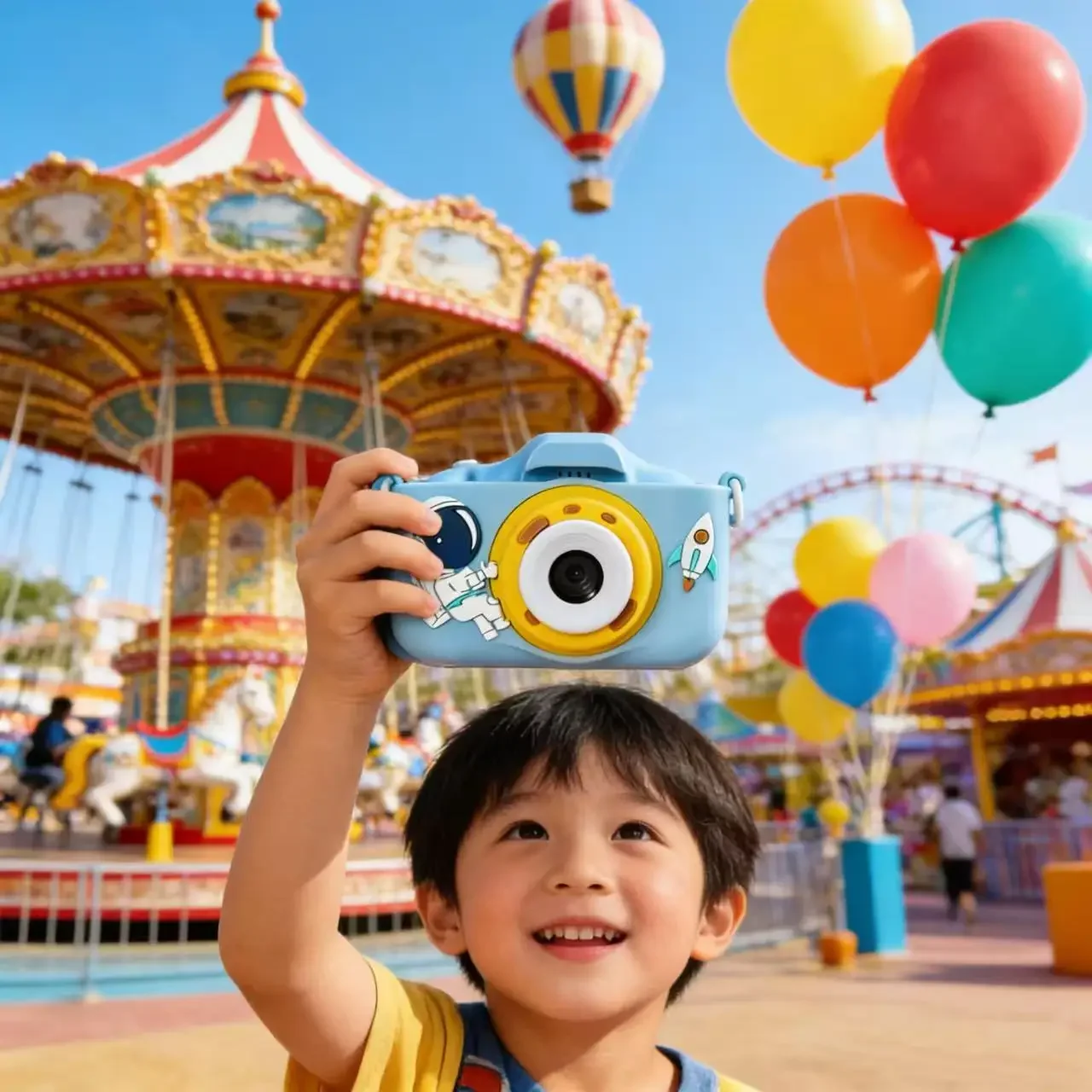 

Cute Cartoon Astronaut Kids Camera Toy Mini Digital Camera for Students with Photo & Video Function Perfect Birthday Gift