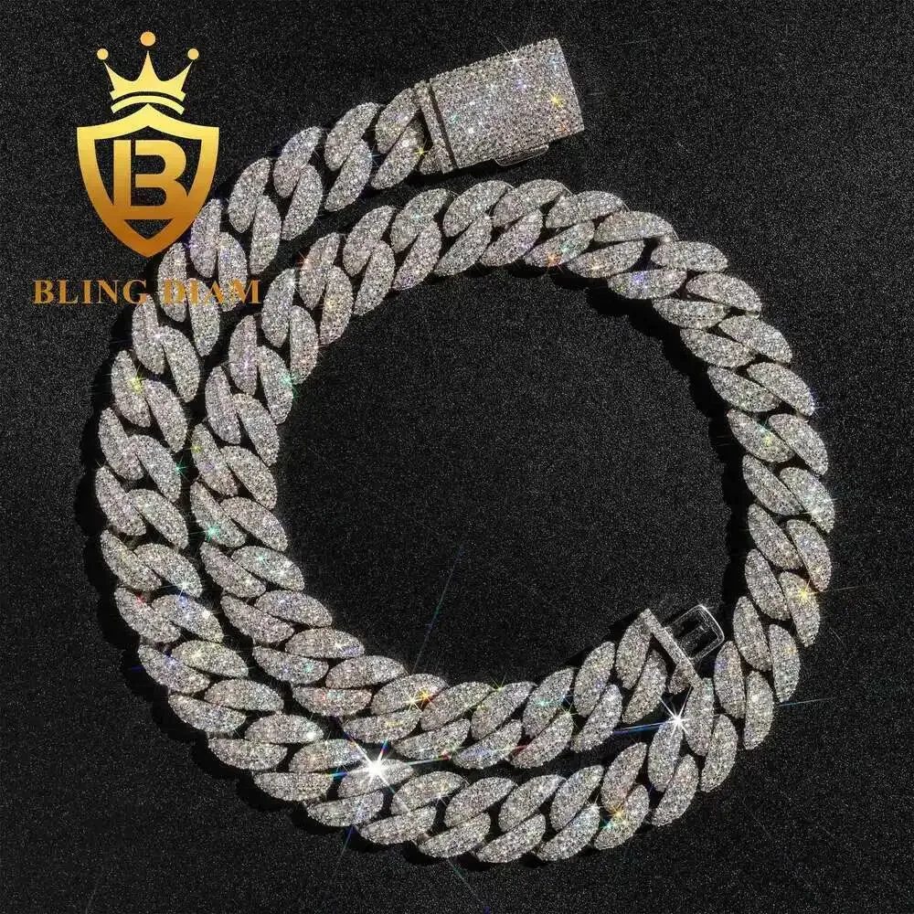 

Распродажа, 12 мм муассанит, кубинская цепочка, ожерелье Iced Out, хип-хоп, кубинский браслет с звеньями, тестер с бриллиантами для мужчин и женщин