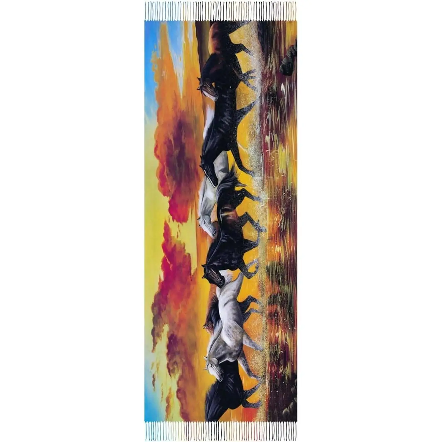 

Шали с кисточками, теплый мягкий зимний легкий кашемировый длинный шарф для женщин, подарки, повседневные путешествия, офис, бег с принтом лошади