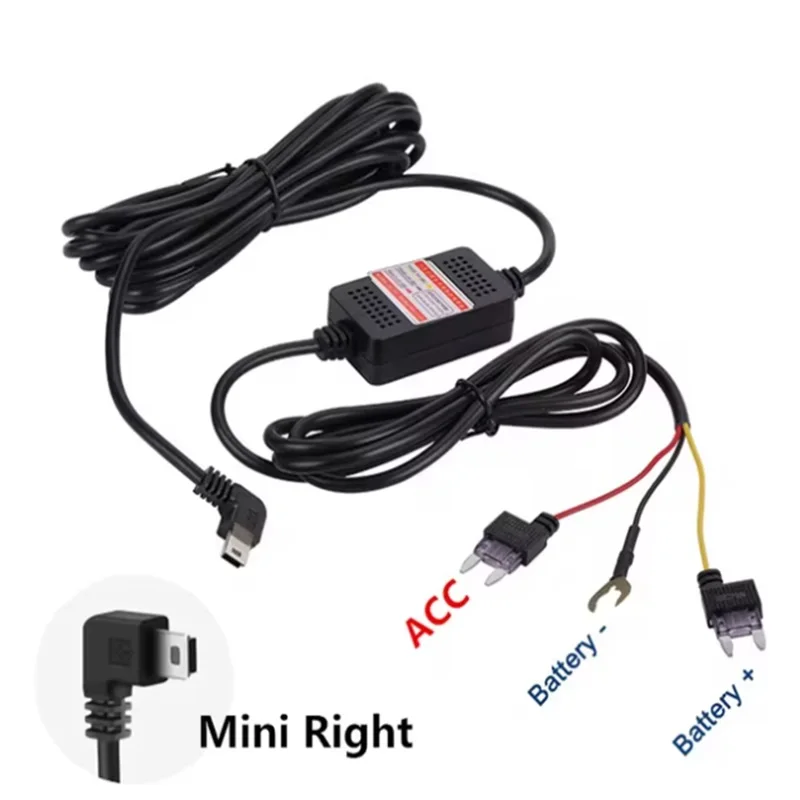 Car Dash Cam Cable Wire Mirror DVR Hardwire Cable Kit Video Recorder 12/24V To 5V Mini USB Charger Line Auto Dashcam Camera