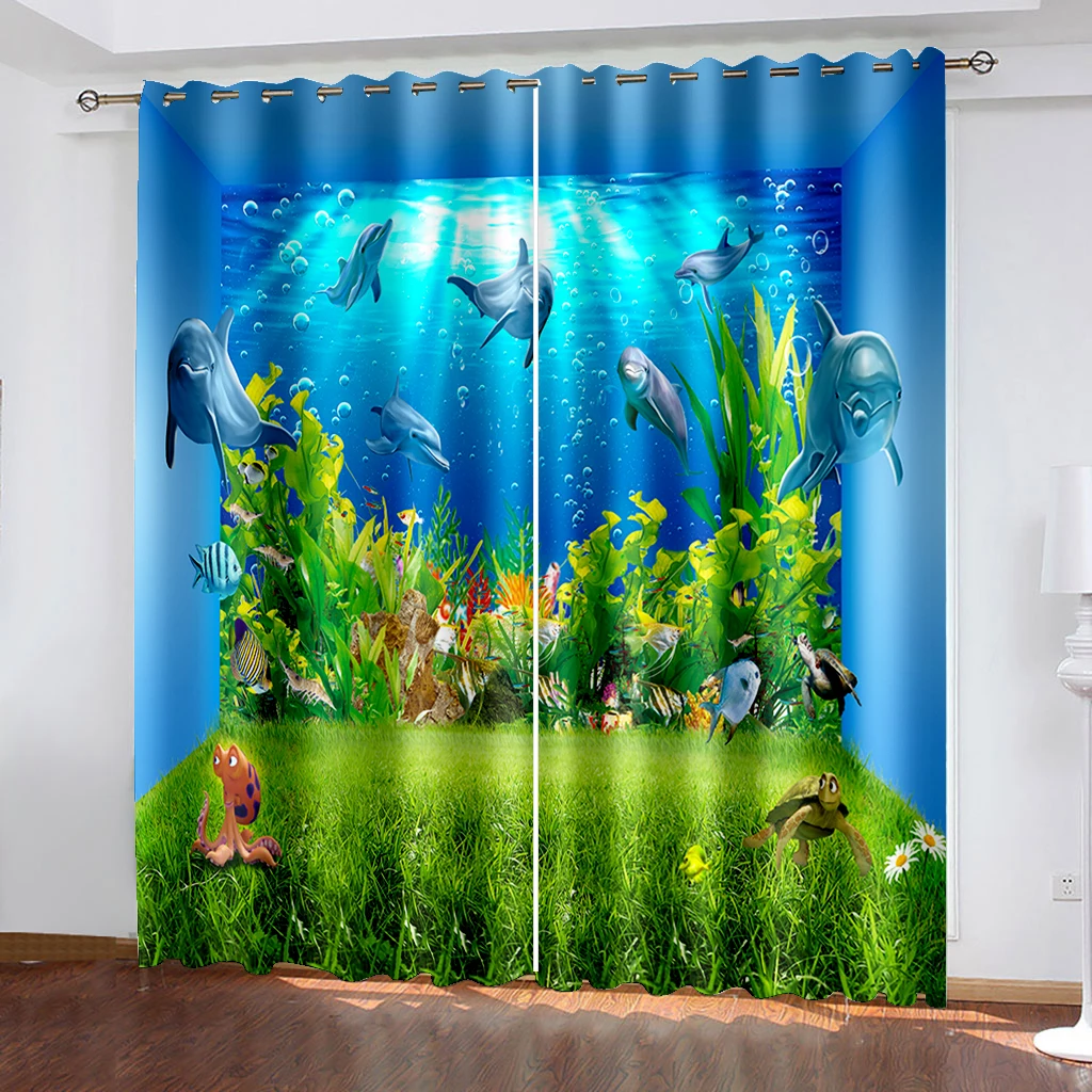 High Quality Waterproof Bathroom Curtain blue ocean curtains 3D Printed Shower Curtain Waterproof