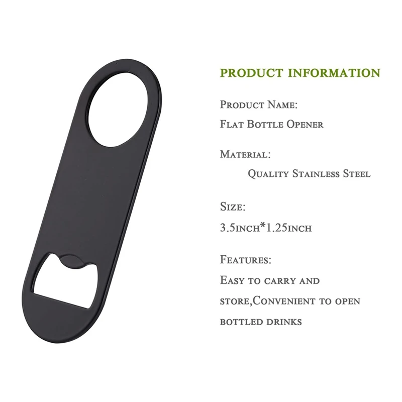 Top-10PACK Stainless Steel Flat Bottle Opener With Keychain- Bar Key-Beer Bottle Opener For Kitchen, Bar Or Restaurant