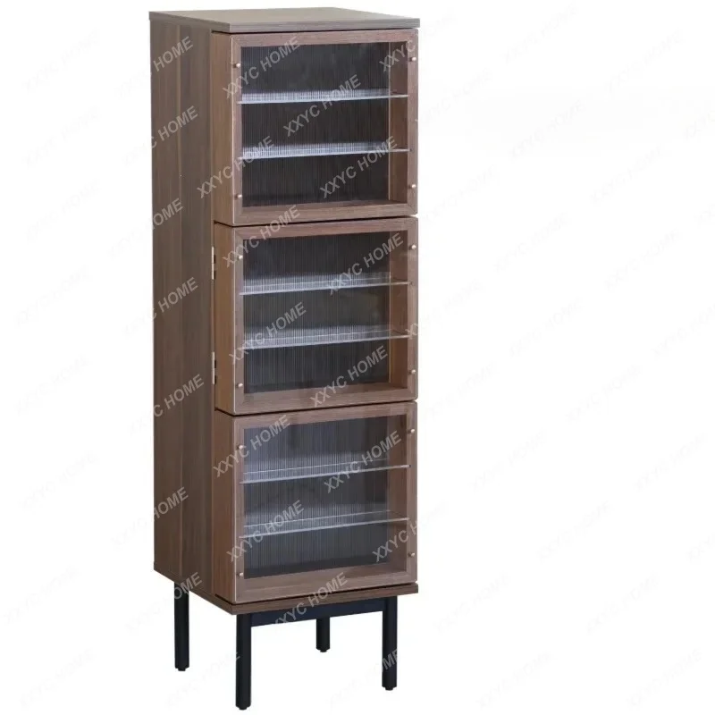 XX Display Cabinet Walnut Solid Wood Layered Storage Glass Storage Display Cabinet Figure Wine Cabinet