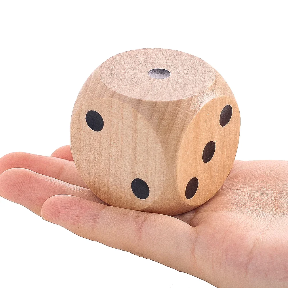 40/50mm Wooden Dice Solid Board Game Cube Big D6 Point Number Block Table Game Teaching Tool Party Bar Decor Props Paperweight