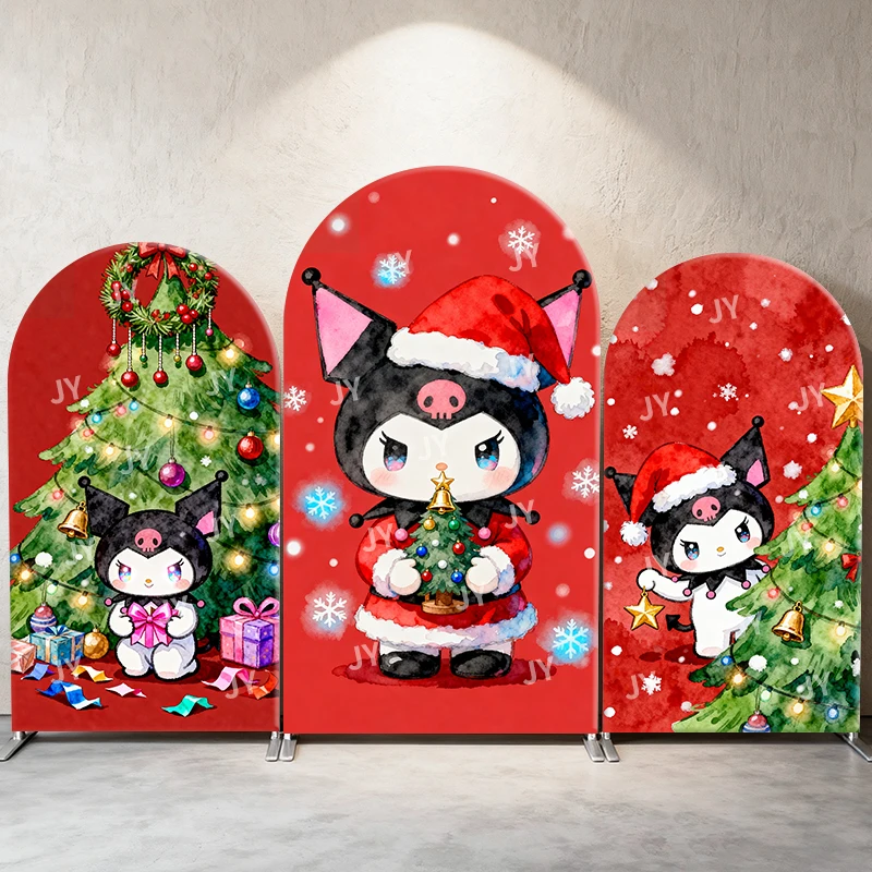 

Sanrio Kuromi Christmas Arch Backdrop Xmas Theme Party Decor Photo Booth Background for Holiday Celebration Home Decoration