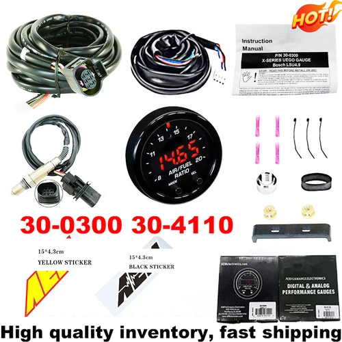 재고 광대역 O2 공기 연료 비율 게이지 키트, LSU 4.9 0258017025 산소 센서, AEM 데칼용 15x4.3cm, 30-0300 30-4110 X 시리즈