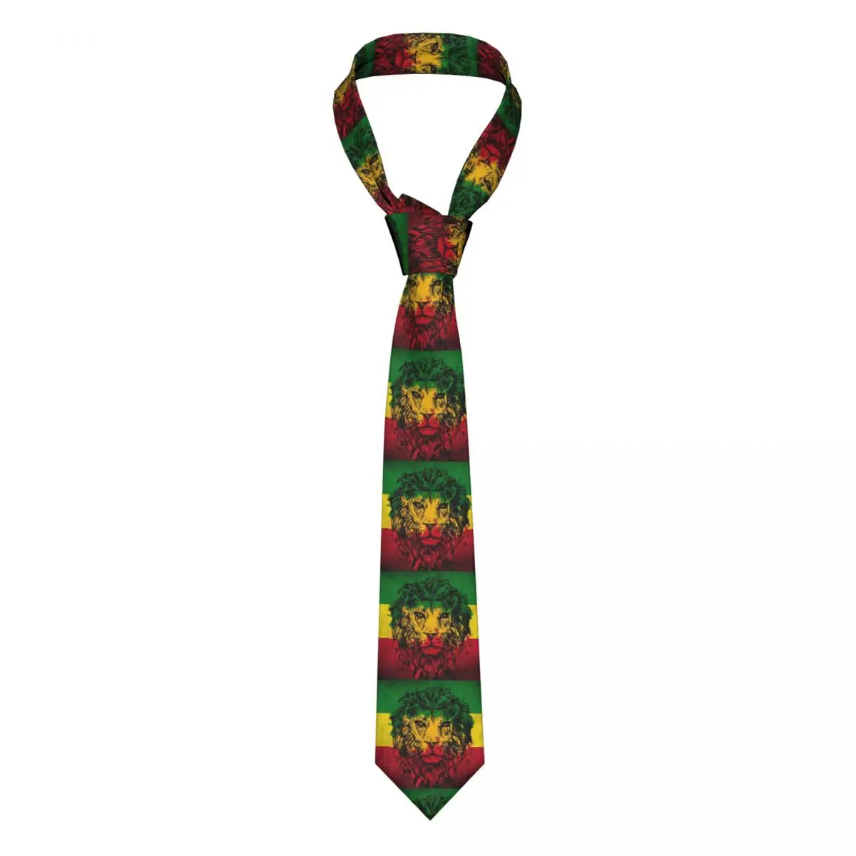 Classic Lion Of Judah Rasta Jamaican Reggae Neck Ties Men's Silk Rastafarian Art Necktie for Office Cravat Suits Accessories