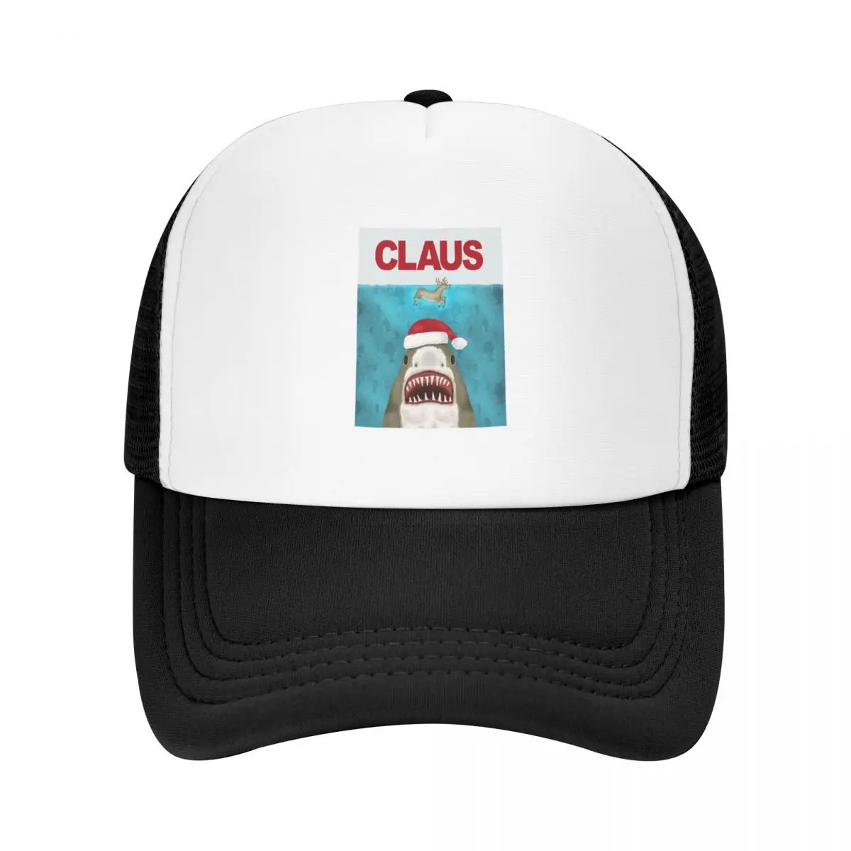 Funny Christmas Santa Claus Shark Reindeer Humor Classic Cap Mesh Baseball Caps Adjustable Hat Hip Hop Unisex Baseball Hats