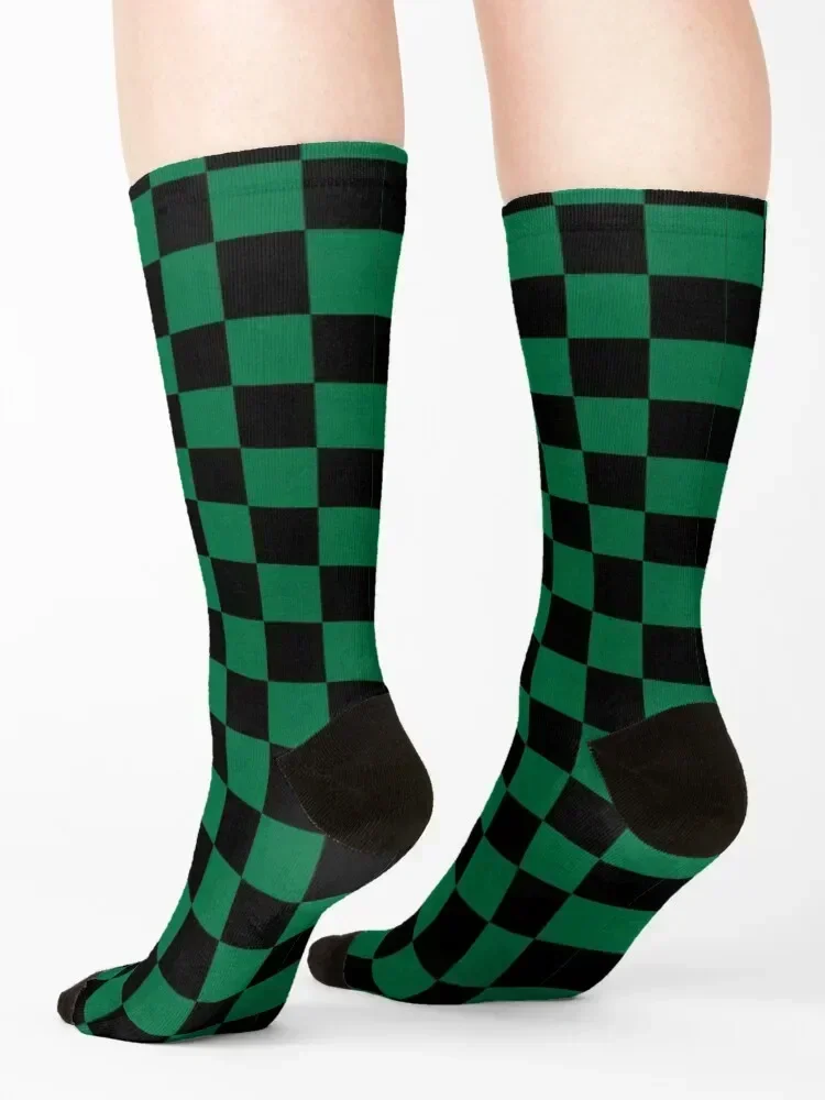 Black and Cadmium Green Checkerboard Socks man FASHION Wholesale luxury Socks Men Women's