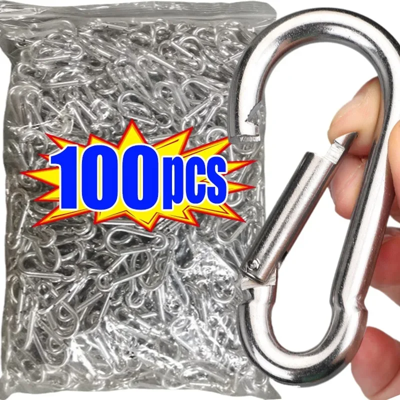 1-100pcs Small Carabiner Clip D-ring Buckle Keychain Spring Carabiner Snap Hooks Outdoor Hanging Camping Quick Link Daily Use