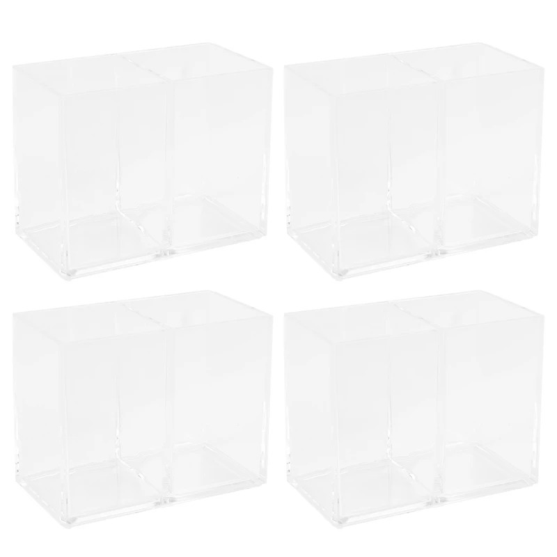 

4X Clear Acrylic Makeup Brush Holder Pen Pencil Cup Holder Cosmetic Storage Case Desktop Stationery Organizer