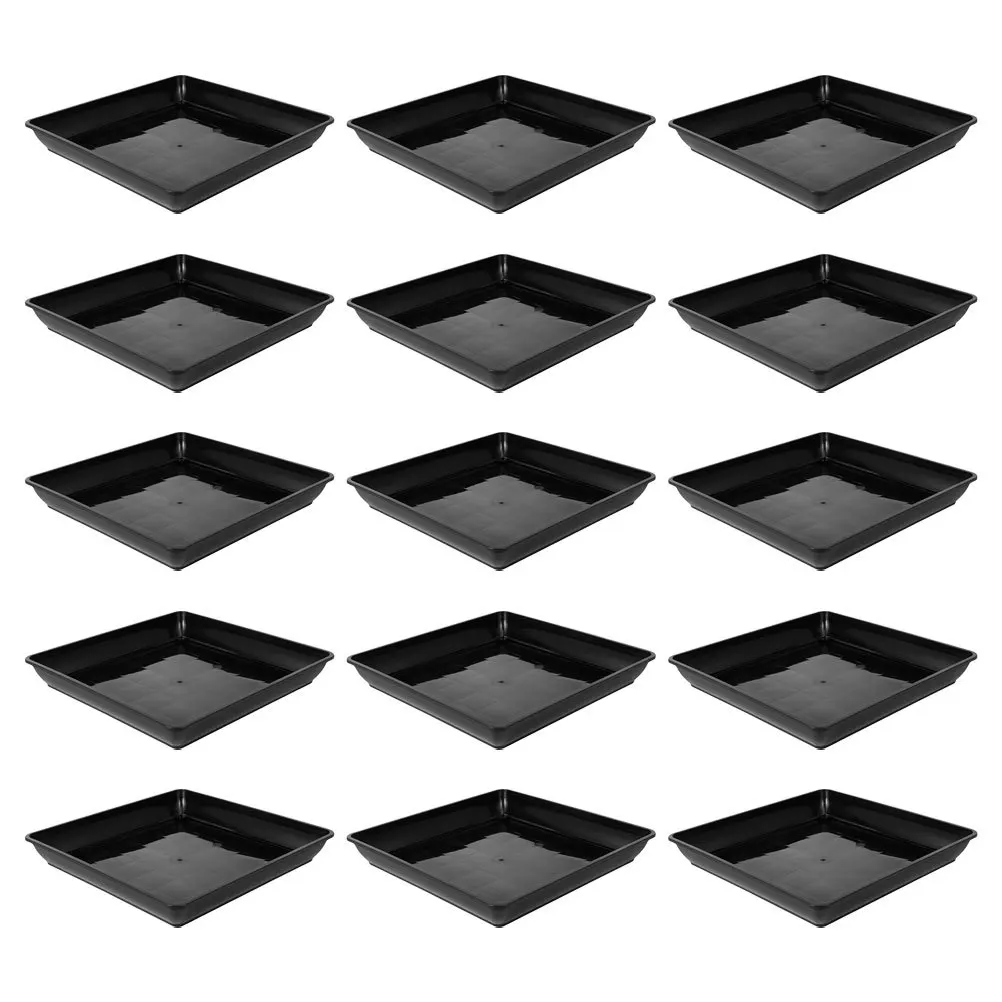 

15pcs Plastic Plant Square Flower Pot Trays Water Drainage Garden Balcony Indoor Outdoor Use Black Planter Dish Succulent Drip