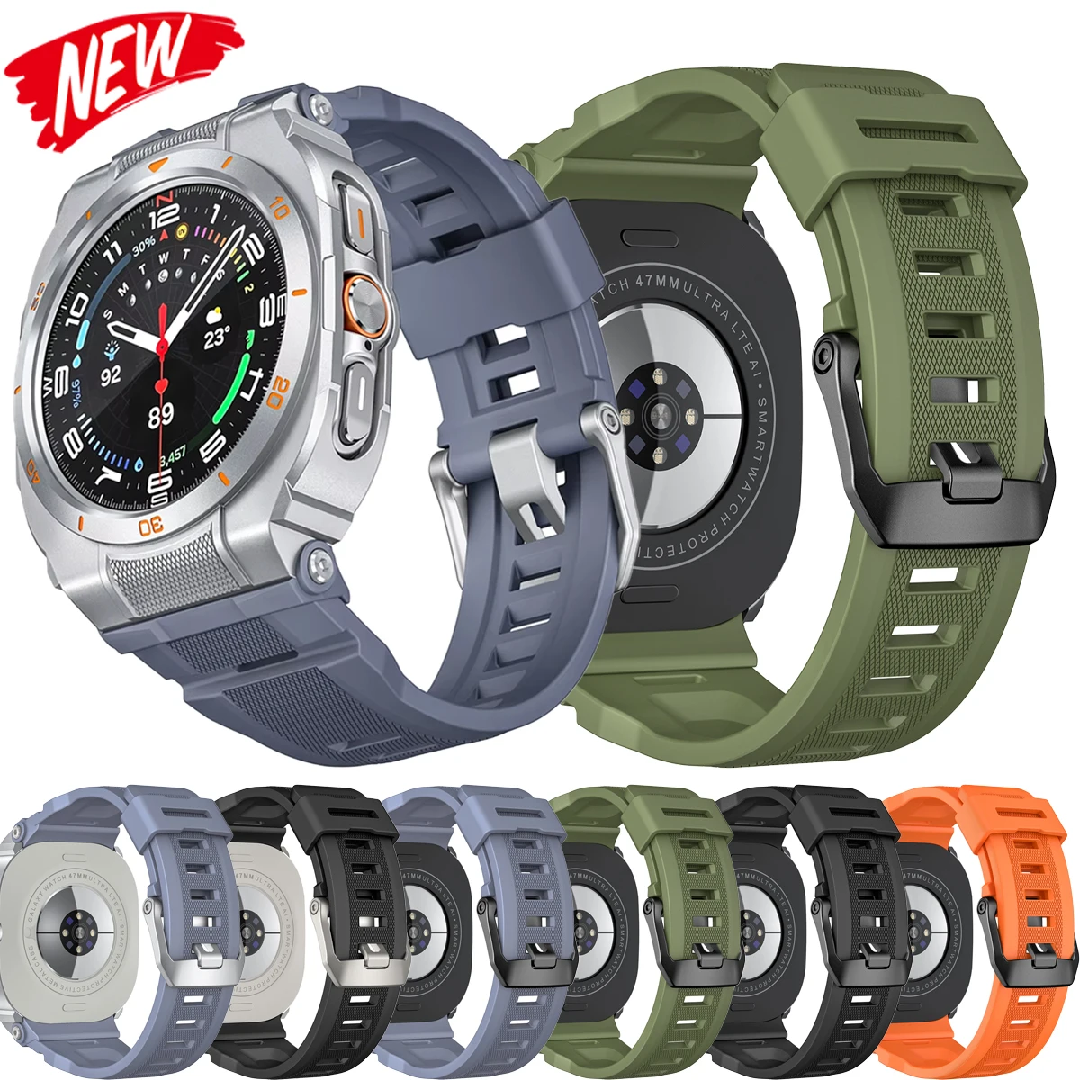 Modification Kit for Samsung Galaxy Watch Ultra 2025/7 47mm with Time Scale Aluminum Alloy Case Silicone Band for Galaxy Ultra
