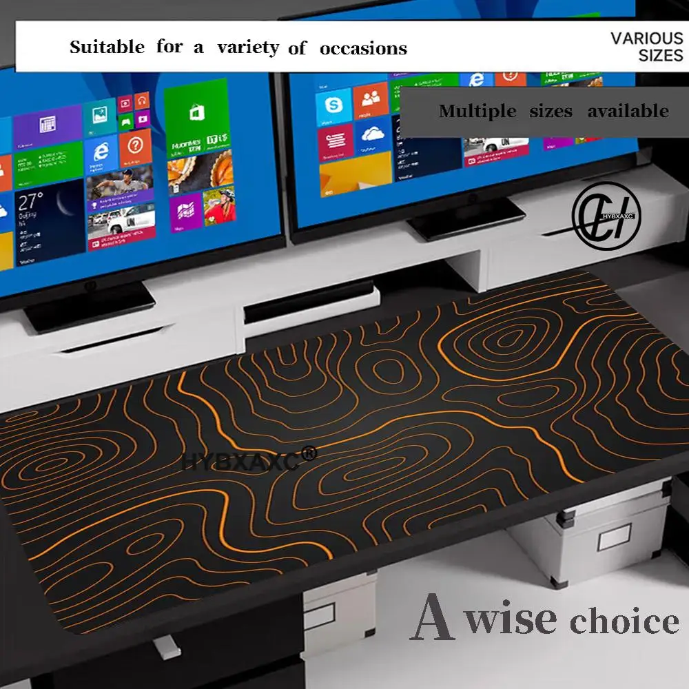 

Topographic Abstract Mousepad,Topographic Desk Mat,Orange Geographic Map Gaming Mouse Pad XXL,gaming Accessories,gamer Rug XAXC