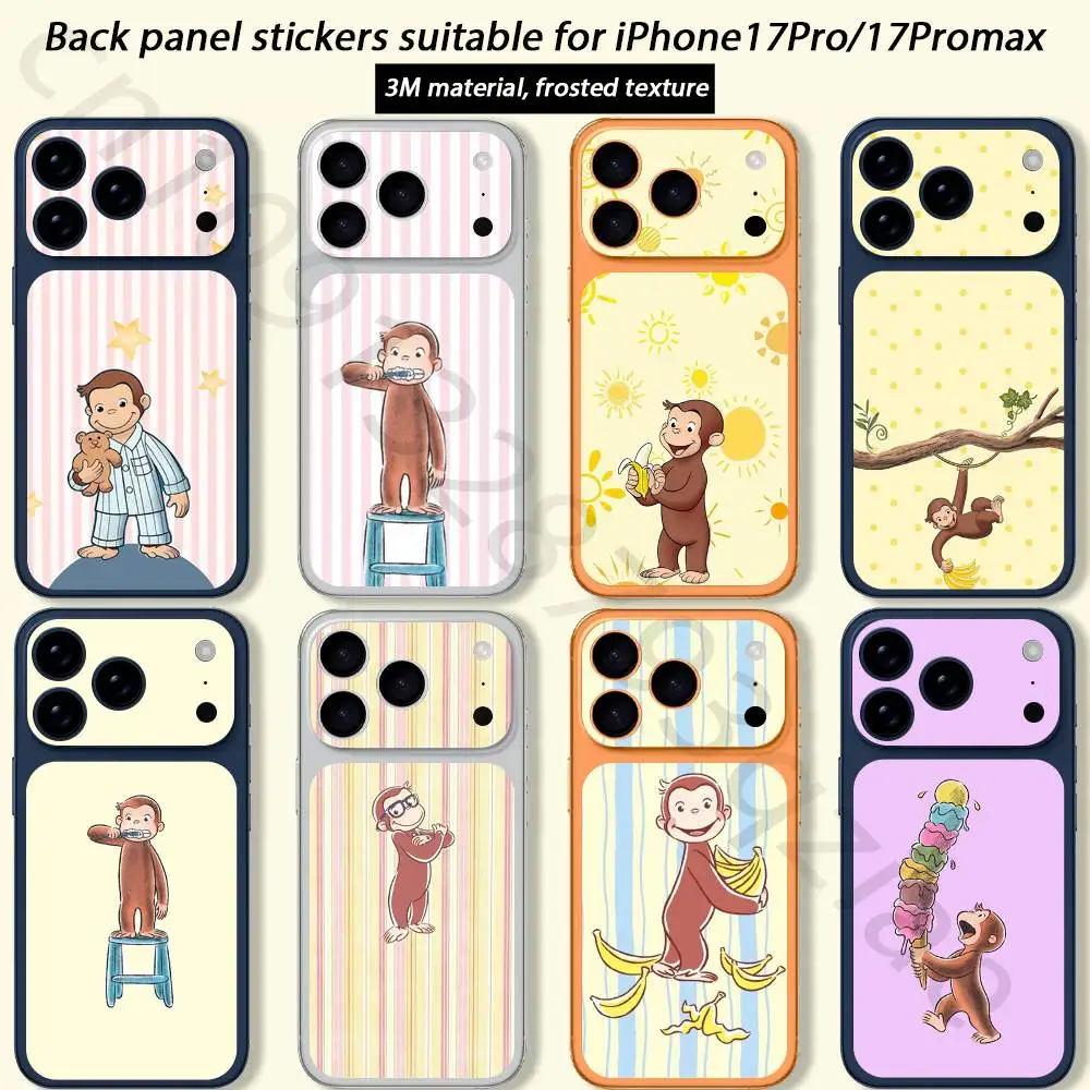 

Curious G-George Monkey For iPhone 17 pro Max /17 pro Full Cover Decal Skin Wrap 3D Colorful Rear Protective Sticker Film