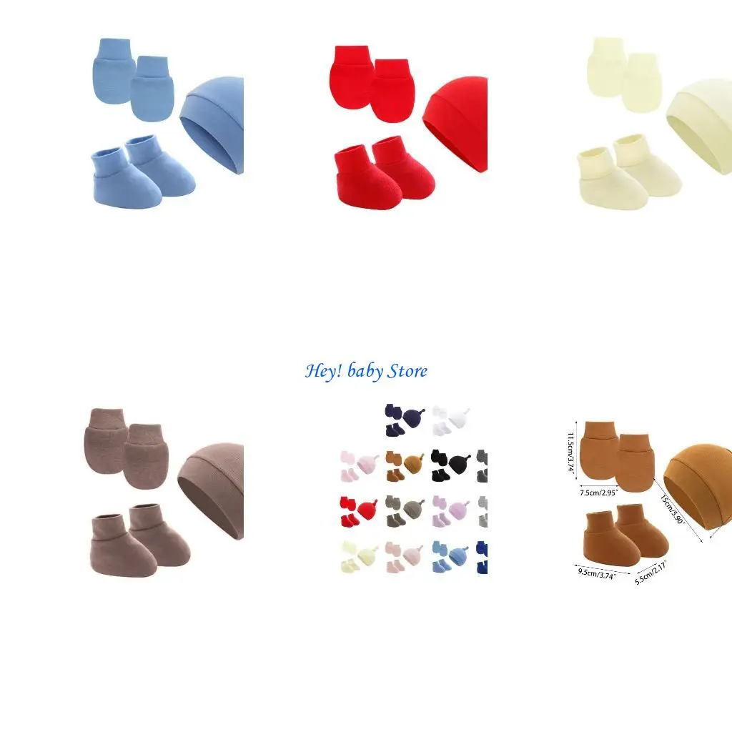 

Q1FE Newborn Hat+Gloves+носки для Baby Boy Girl Cotton Fall Photograph