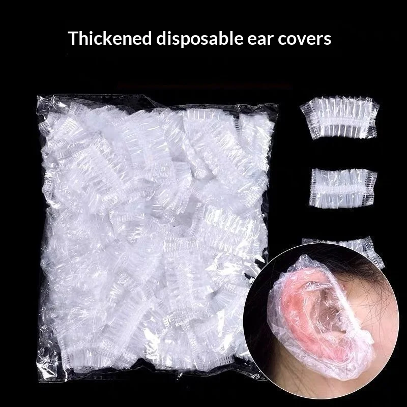 100/300/500Pcs Disposable Earmuff Transparent Elastic Waterproof Hairdressing Salon Hair Dye Protect Cap Hair Color Styling Tool