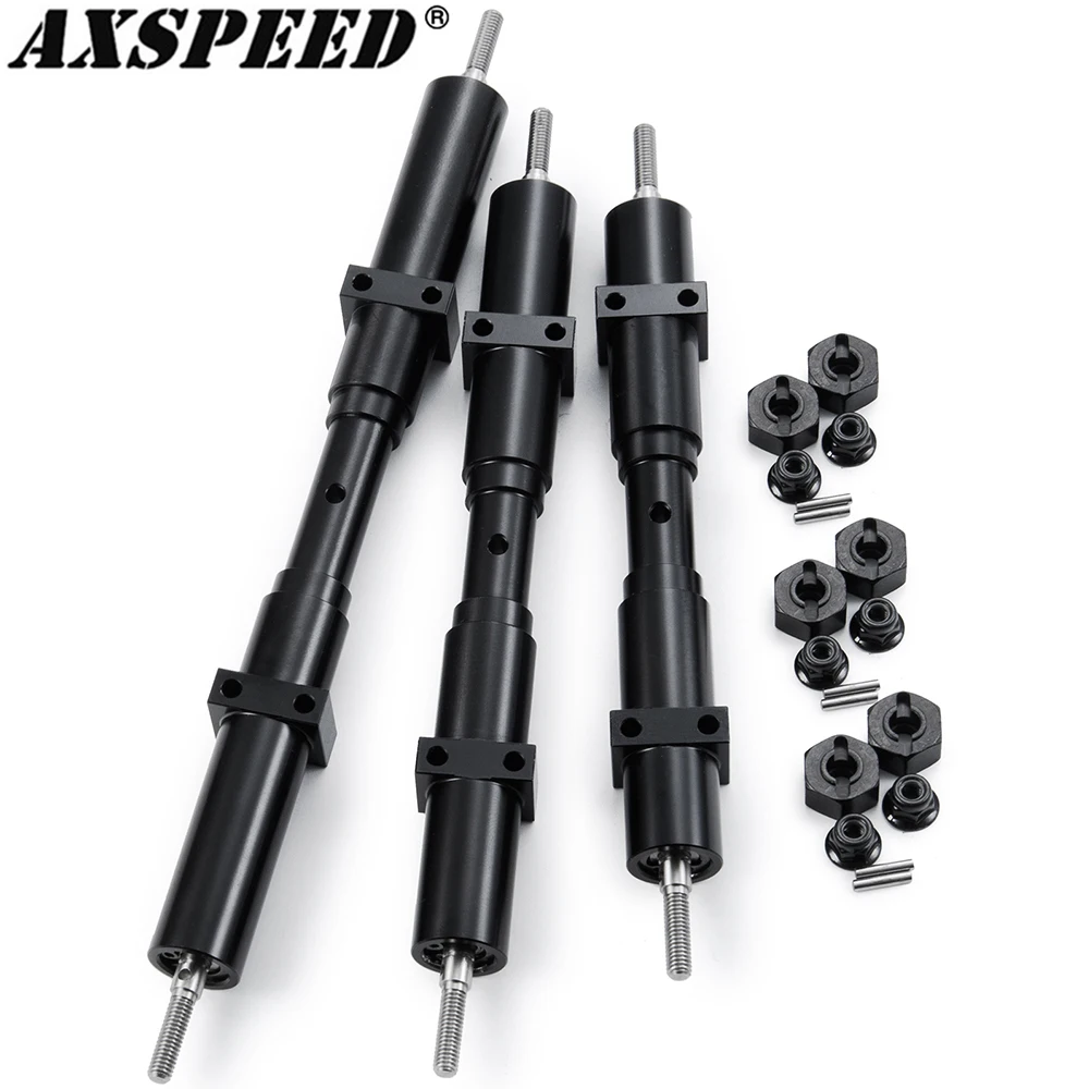 AXSPEED Alu Alloy Unpowered Rear Axle 133.5/155/182mm for 1/14 Tamiya Tractor Trailer Tow Drag Truck DIY Parts