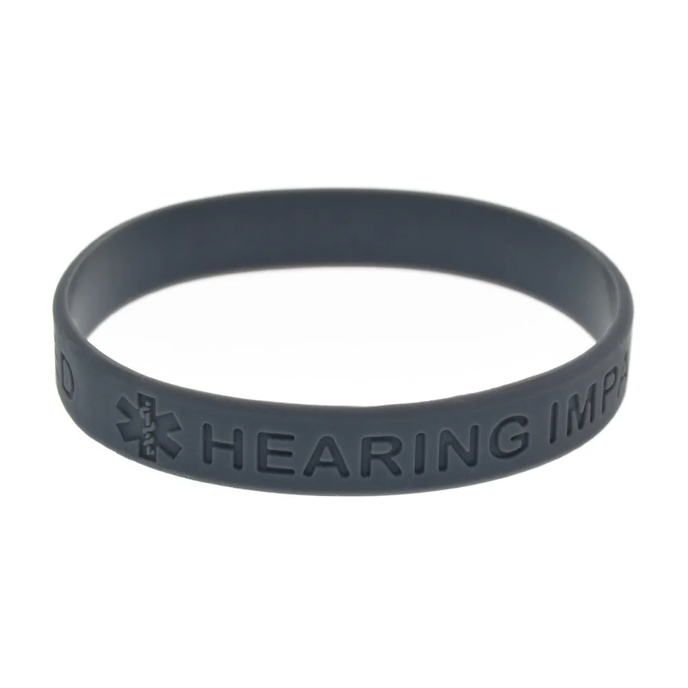 50 Stück medizinische Silikonarmbänder, wasserdicht, schweißfest, für Hörgeschädigte, als Warnsignal, für den täglichen Gebrauch. – Detail 5