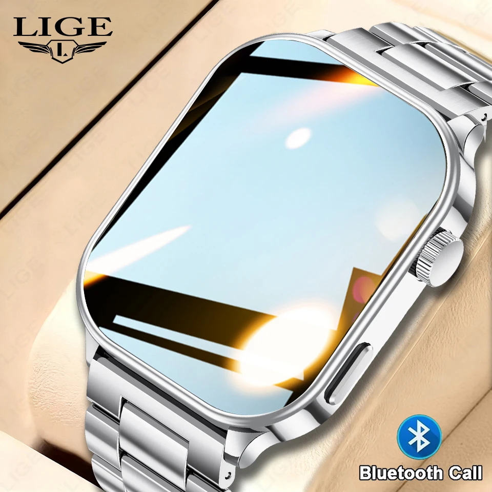 LIGE Smart Watch Wireless Call Voice Assistant Heart Rate Blood Oxygen Sleep Monitor 123+ Sports Mode Smartwatch For Android iOS
