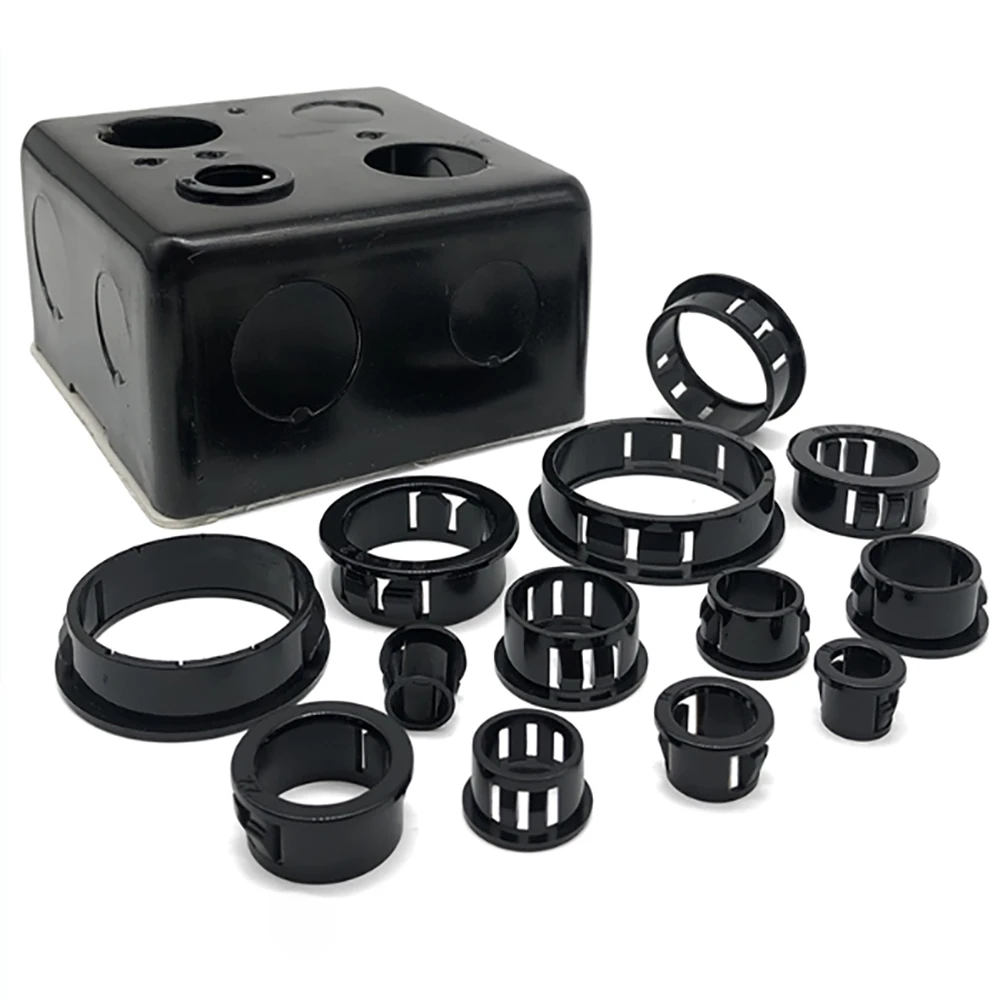 Black Round SB Protective Coil Nylon Snap-on Wire Grommet Wire Hole Cover Wire Outlet Seal Ring Hole Plug Cable Protector