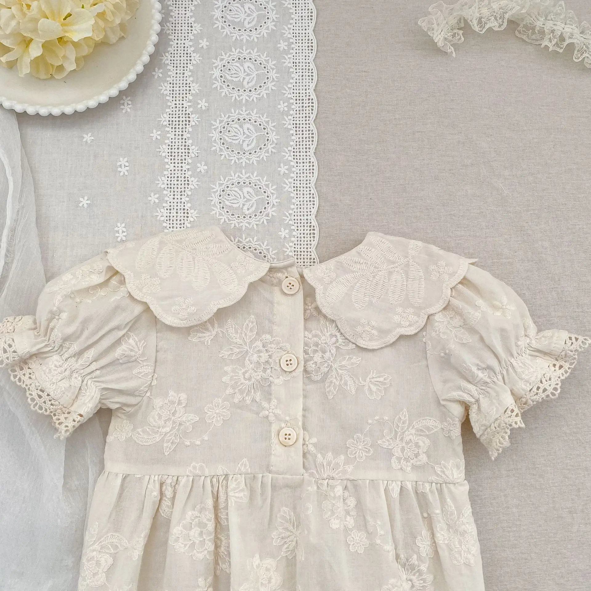 2026 Neuer Sommer-Strampler für Neugeborene, Kurzarm, Baumwolle, Bestickt, Koreanischer Stil, Süßer Kinder-Strampler, Dünne Outdoor-Kleidung – Detail 9