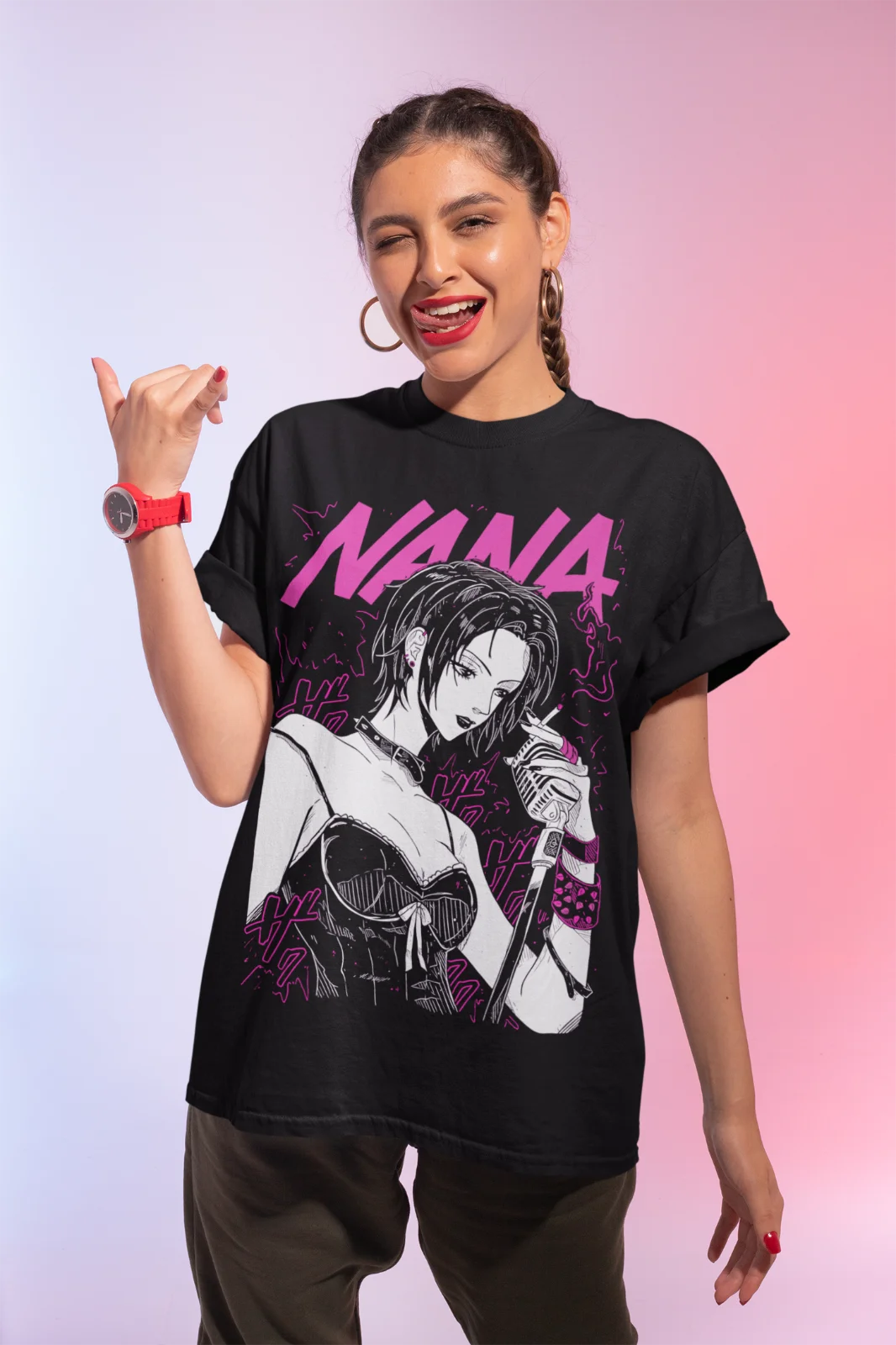Nana Osaki Black Stones T-Shirt Anime Girl Kawaii Graphic Shirt Soft Tee view 6