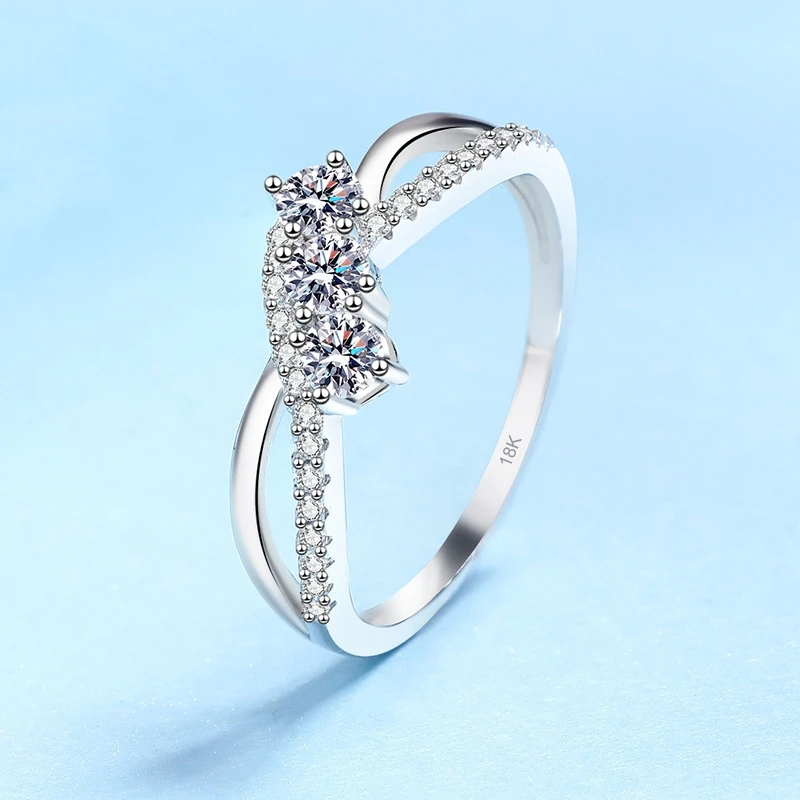 Women Engagement 18K White Gold Wedding Band 0.415CT Moissanite Diamond Girl Friend Birthday Gift PT950 Platinum Valentine's Day