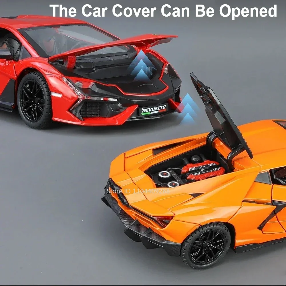 Maßstab 1:24 Lambor Revuelto SCV12 Sportwagen Spielzeugmodell Musik Licht Supercar Scherentüren geöffnet Fahrzeugmodelle Sammlung Geschenke