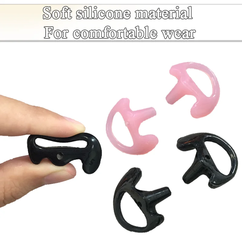 3 ペアシリコンイヤホンユニバーサルトランシーバーラジオ空気音響コイルチューブイヤホンヘッドフォンイヤーモールドホワイトブラック SML サイズ