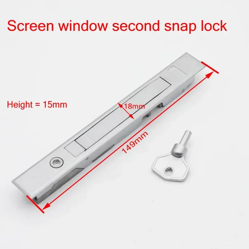 Security Mesh Window Lock, Thermal Break Casement Screen w/ Spring-Loaded Concealed Handle, Child Safety Lock w/ Keys