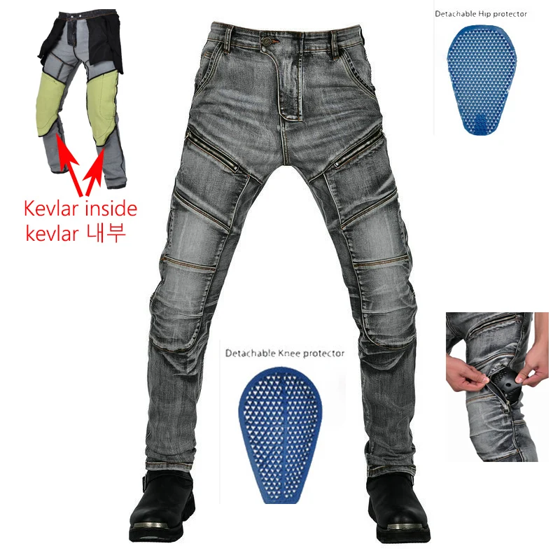 

Men Motorcycle Pants Larger Area Aramid Motorcycle Jeans Protective Gear Riding Touring Motorbike Trousers Blue Motocross Jeans