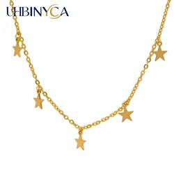 UHBINYCA Simple and Personalized Star Necklace for Girls, Polished Stainless Steel Waterproof Summer Accessories