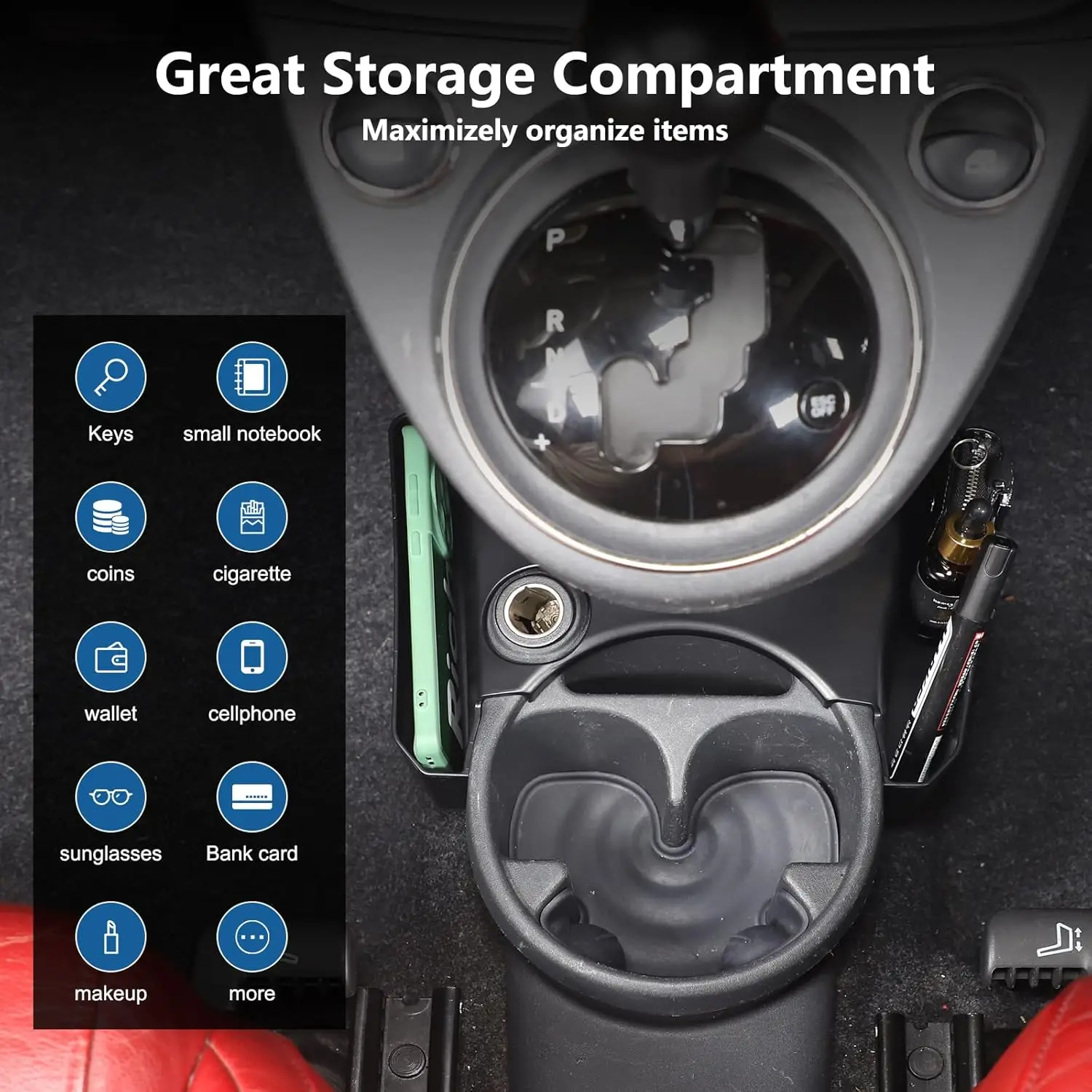 

ABS Center Control Additional Storage Box Tray For Fiat 500 2007-2024 Multipurpose Stowing Tidy Storage Container Accessories