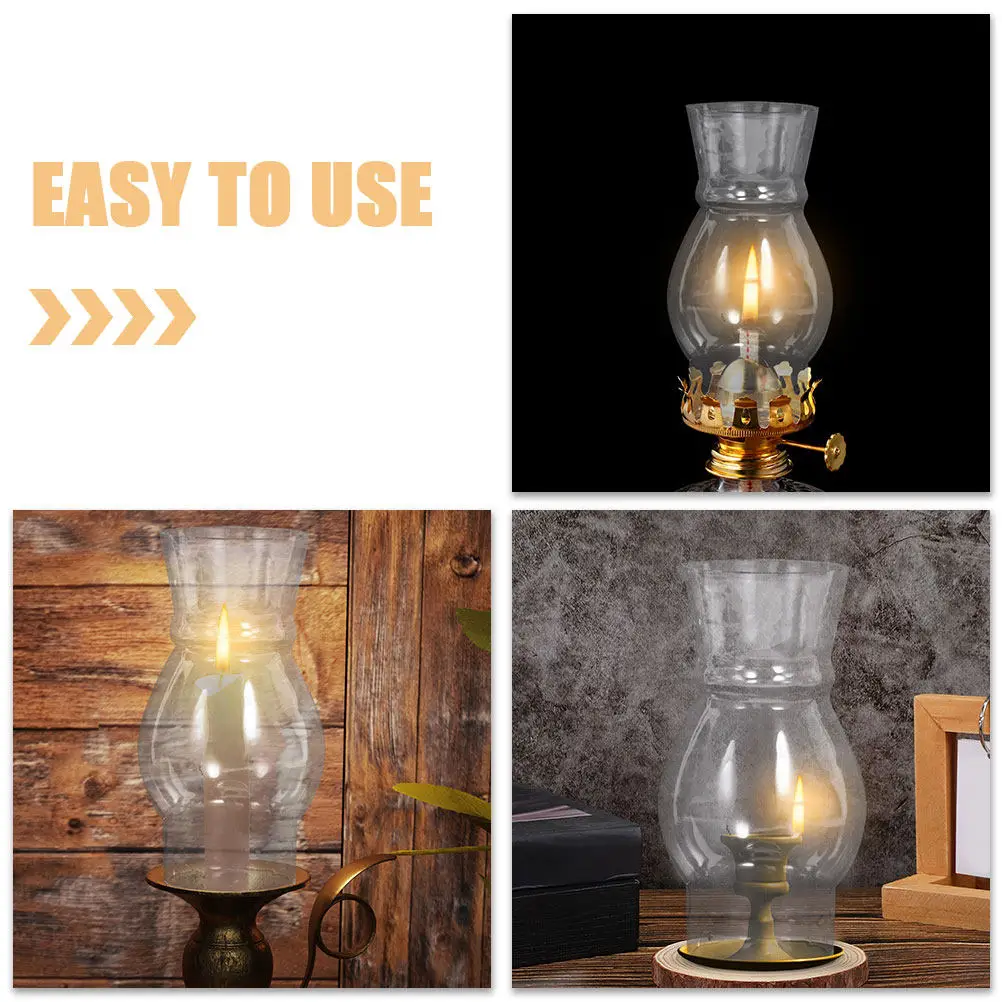 2Pcs Clear Glass Oil Lamp Shade Lamp Glass Cover Replacement for Small Portable Oil Lamps Vintage Nostalgic Atmosphere