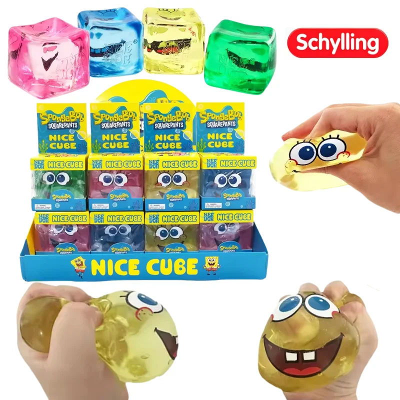 Schylling Squishy en stock, jouet anti-stress cube Bob l'éponge, jouet à presser à rebond lent en sucre de malt, cadeau d'anniversaire