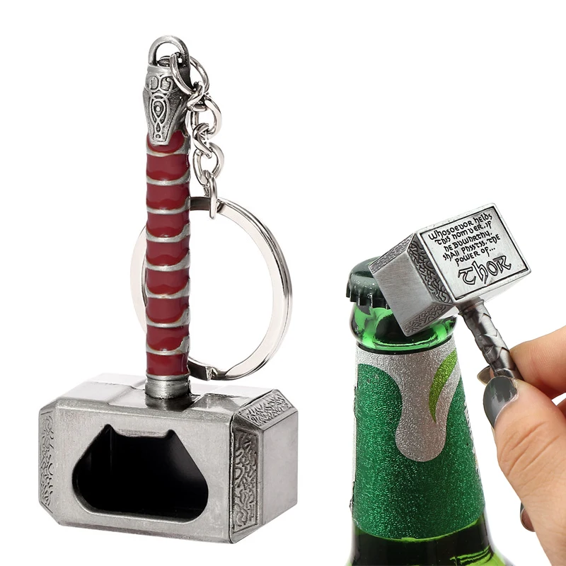 1PC Beer Bottle Openers Multifunction Hammer Of Thor Shaped Beer Bottle Opener With Long Handle Bottler Opener Keychain