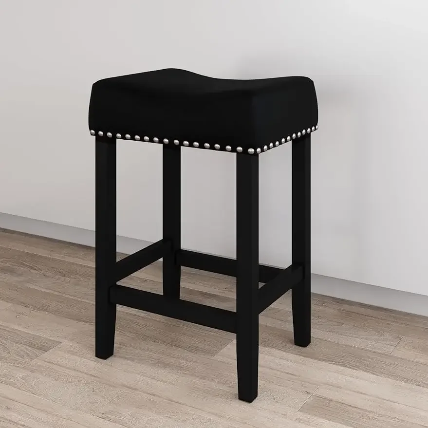 Nathan James 21304 Hylie Nailhead Wood Counter Height Kitchen Bar Stool 24