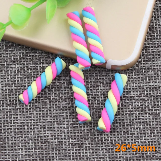 10 stücke Kawaii Spirale Marshmallow Süßigkeiten Polymer Clay Cabochon Flatback Für DIY Telefon Dekoration – Detail 26