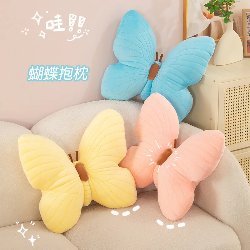 New Product Pink Girlish Heart Butterfly Body Pillow Cute Bedside Cushion Soft Rural Style Plush Toys Doll Gift Cartoon