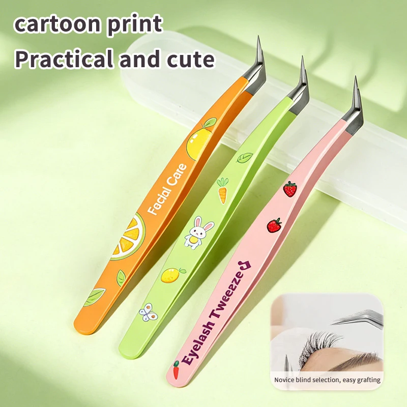 False Eyelash Tweezers Lash Extension Stainless Steel Scrapbook Sticker Tape Picking Straight Head Elbow Tweezers DIY Crafts